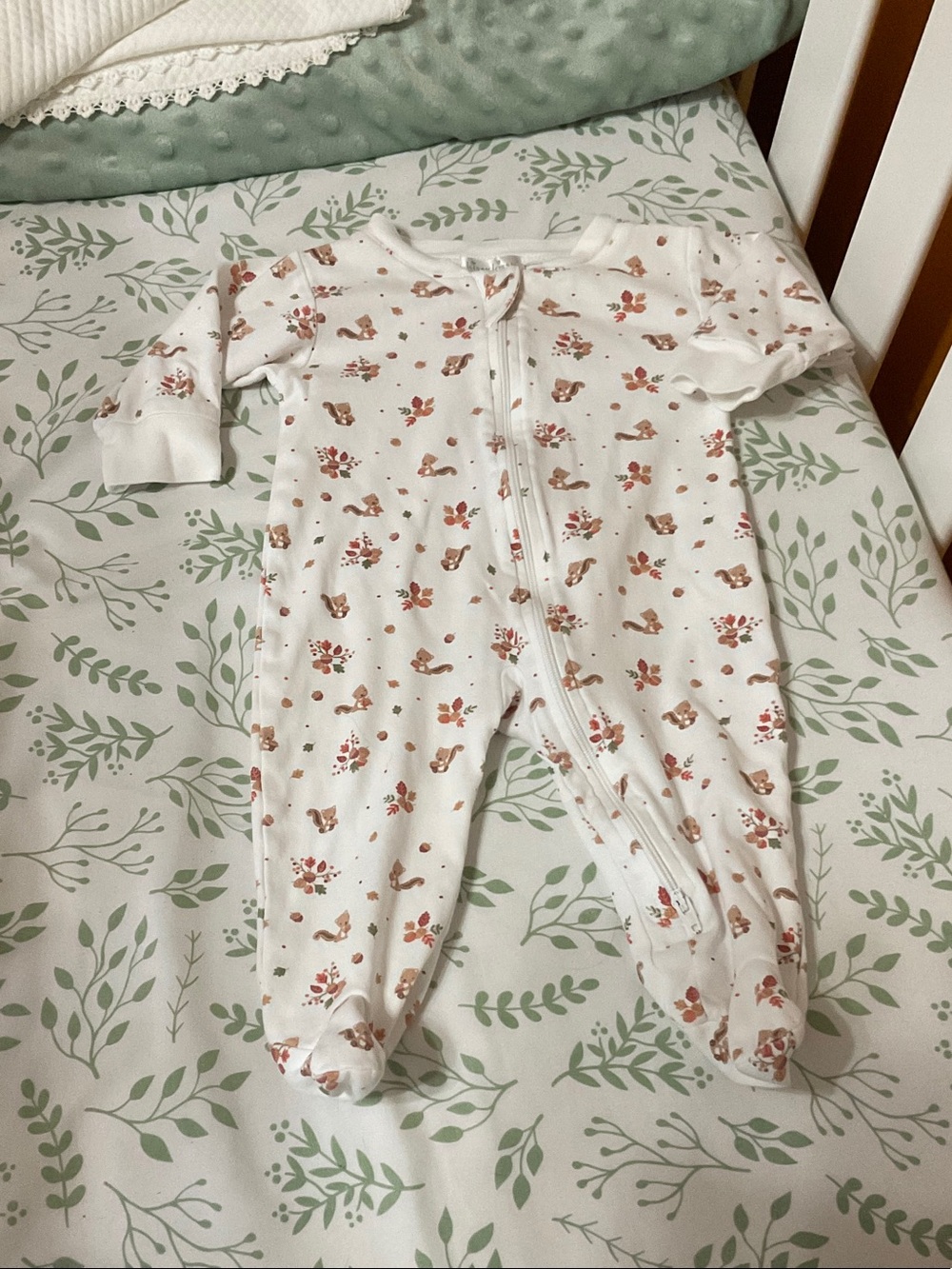 Kissy Kissy White Footed One-Piece with Brown & Pink Floral Print